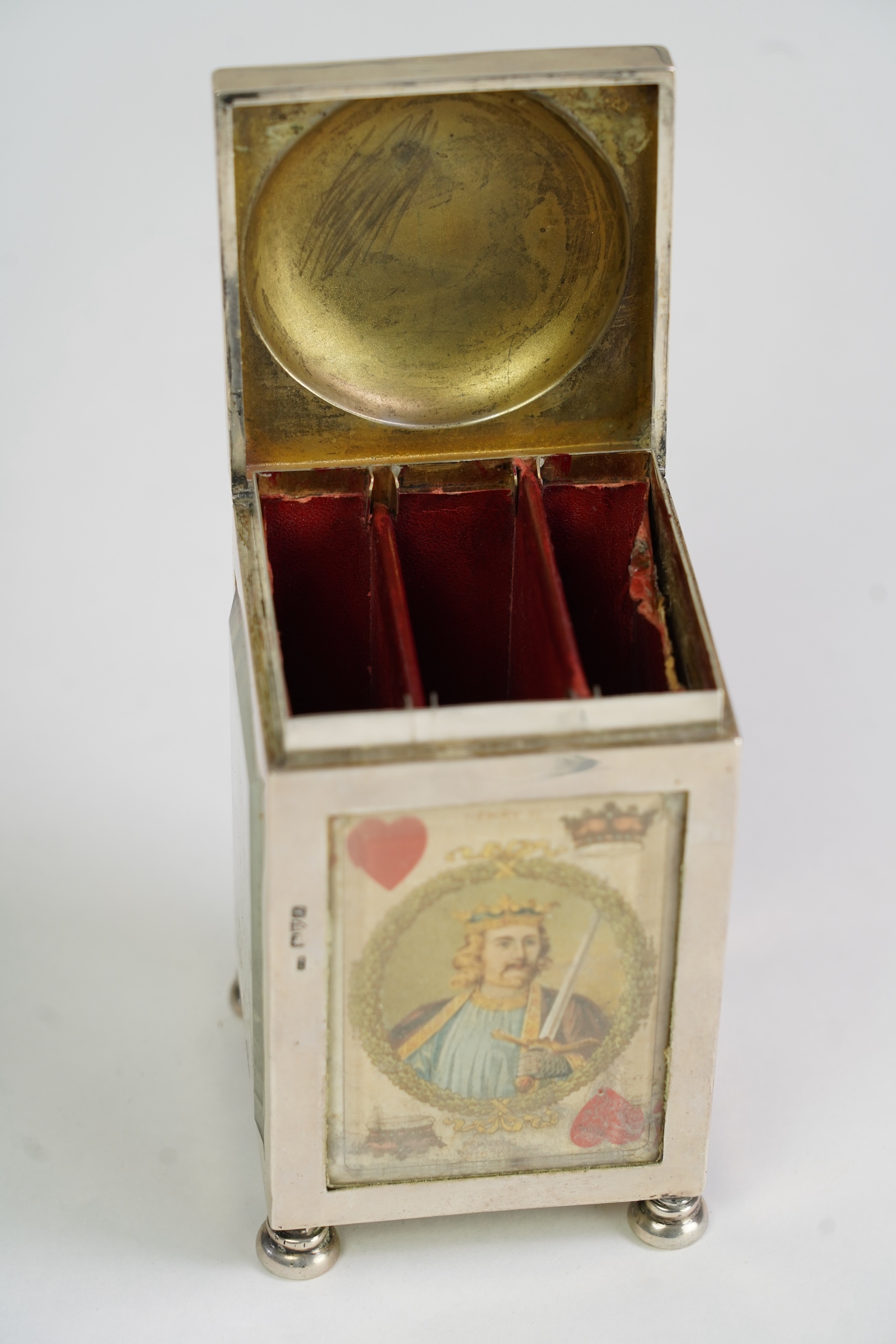 An Edwardian silver playing card box, with domed hinged cover, by William Neale Ltd